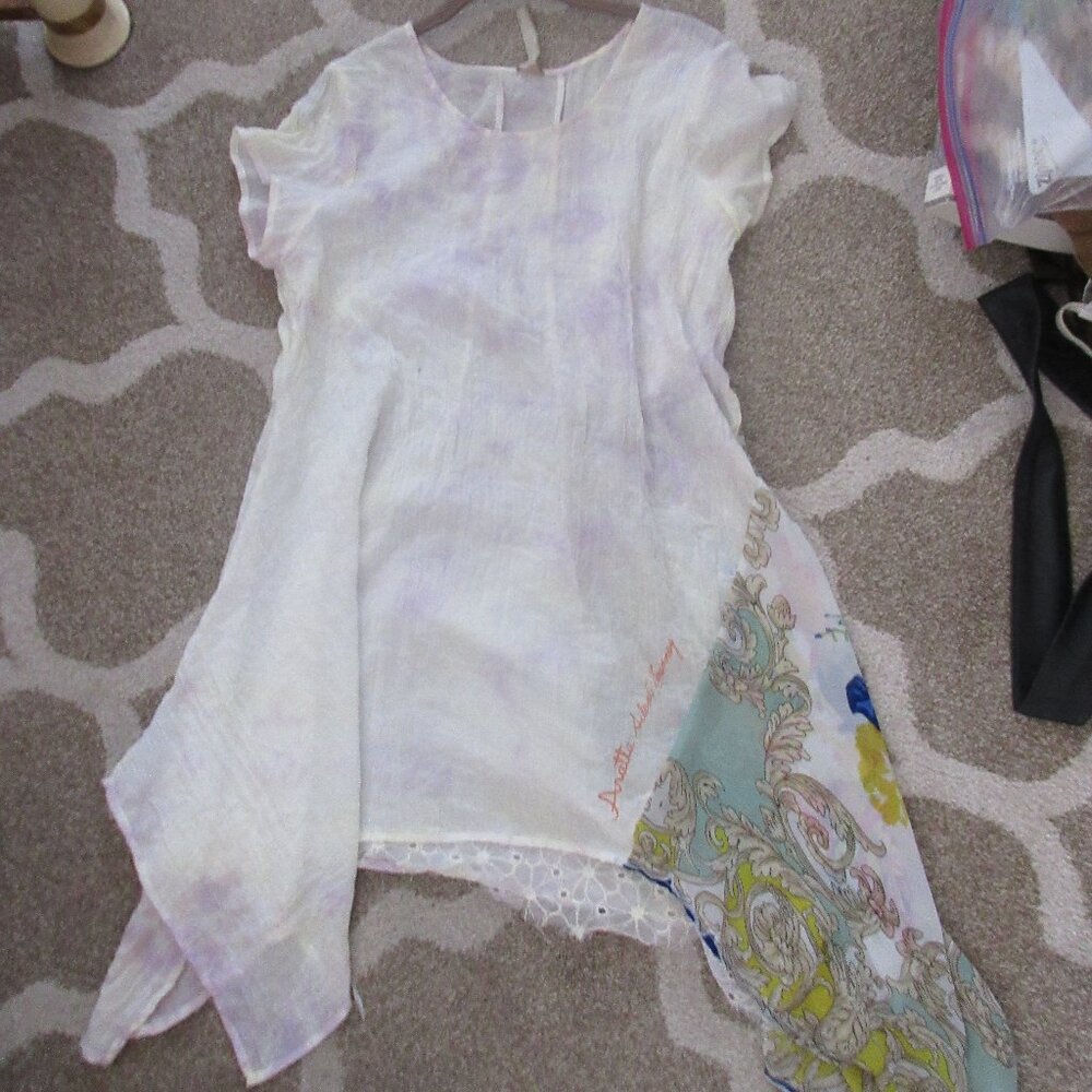 Aratta Silent Journey Blouse art to wear angled cotton with silk  L